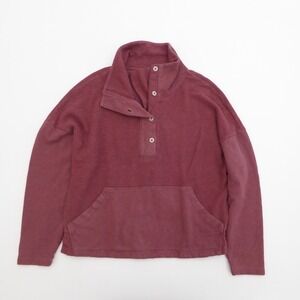 REI Cooperative Women Wallace Lake Fleece Pullover Hemp Cotton Snap Neck Medium